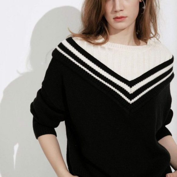 J. Ing Varsity Black Mixed Sweater - Picture 4 of 13